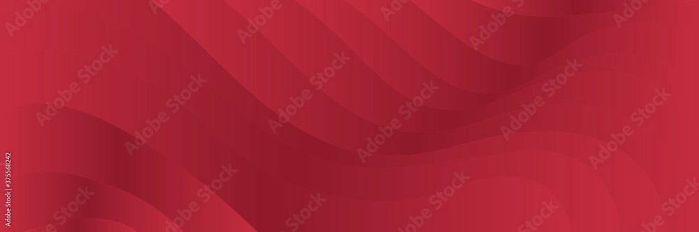 Vector red wave abstract background - modern concept of red paper art style, banner.  - obrazy, fototapety, plakaty 