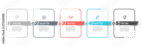 Vector Infographic design template with icons and 5 options or steps. Can be used for process diagram, presentations, workflow layout, banner, flow chart, info graph.
