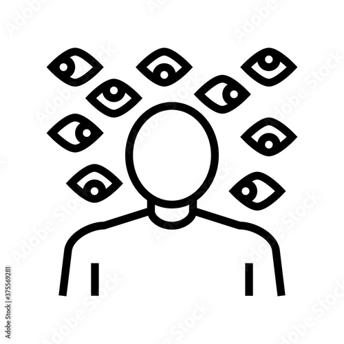 paranoia psychological problems line icon vector. paranoia psychological problems sign. isolated contour symbol black illustration
