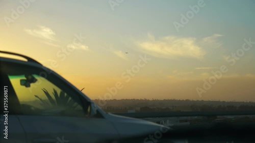 POV driving a car at sunset in California slow motion 180fps