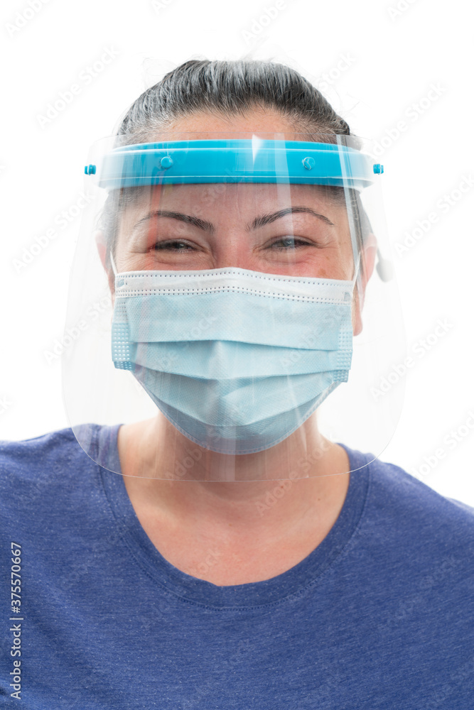 Close-up of woman with cheerful expression wearing covid covering Close-up of woman with cheerful expression wearing covid covering