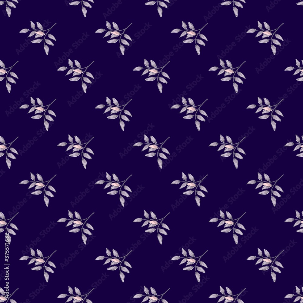Simple leaves seamless pattern design on dark blue background Simple leaves seamless pattern design on dark blue background