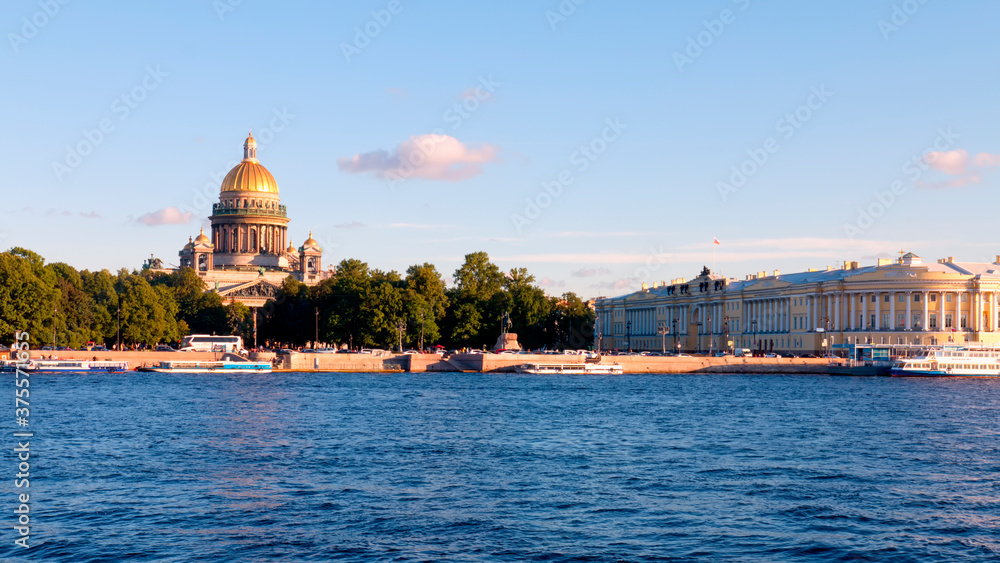View of St. Isaac`s Cathedral and the River Neva.