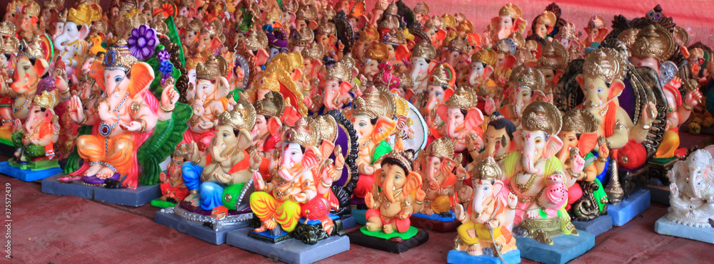 Idols of Lord Ganesha gathered together after the annual immersion ceremony.