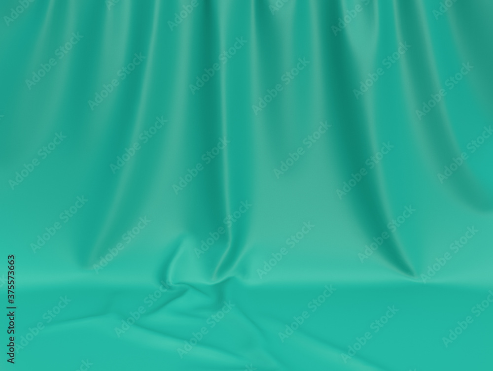 Obraz premium Background scene fabric green texture, curtain background in colors. 