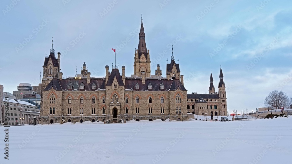 Parliament hill in Ottawa Caanda in the snow