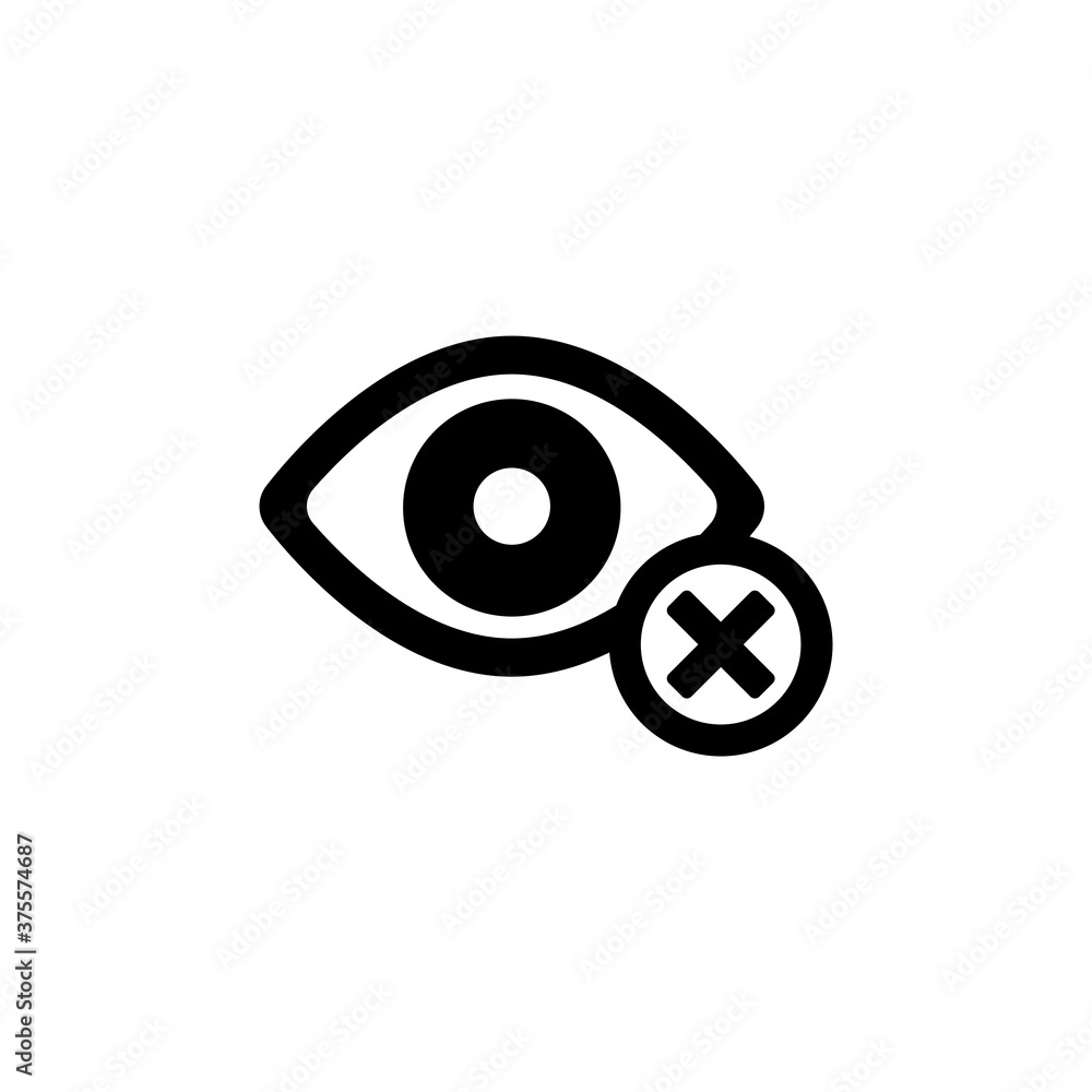 Eye with cross sign icon vector on white Eye with cross sign icon vector on white