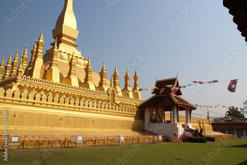 buddhist temple (Pha That Luang) in vientiane in laos photo