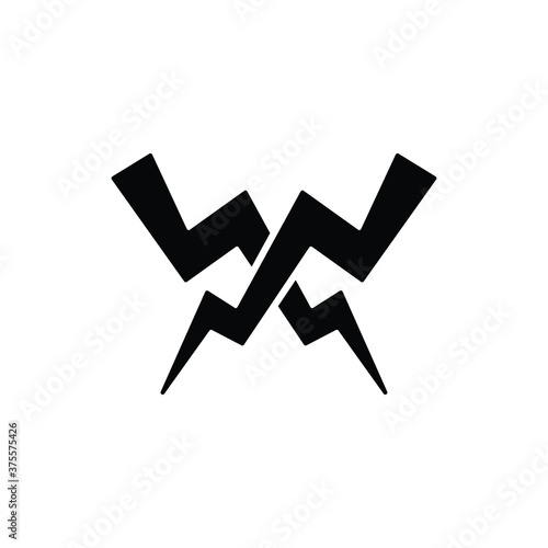 Crossed lightning icon vector on white