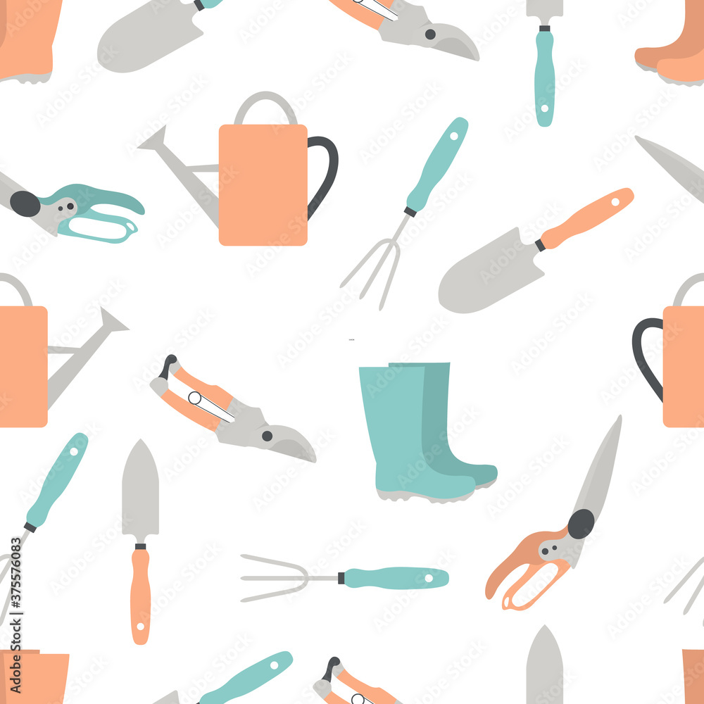 Vector seamless pattern Gardening tools Equipment Vector seamless pattern Gardening tools Equipment