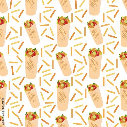 Vector seamless pattern Takeaway Food Street Lunch