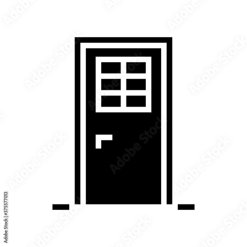 door with window glyph icon vector. door with window sign. isolated contour symbol black illustration