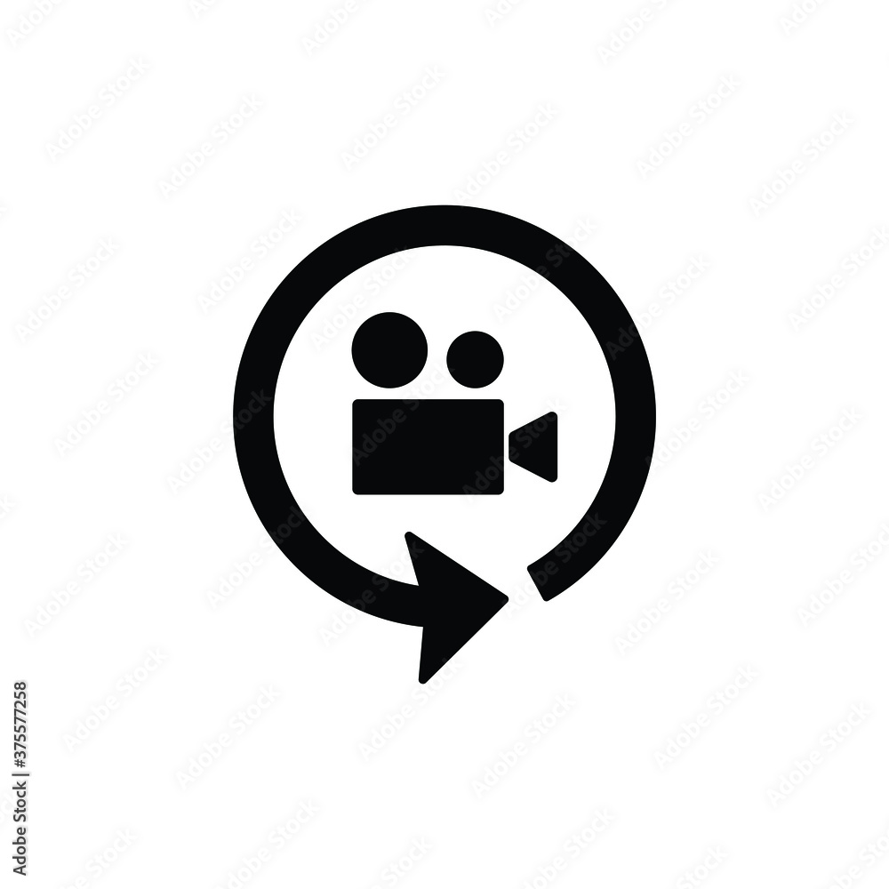Repeat video recorder icon vector, simple sign and symbol