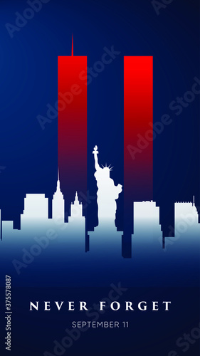 9/11 Patriot Day banner. USA Patriot Day card. September 11, 2001. We will never forget you. Vector design template for Patriot Day.