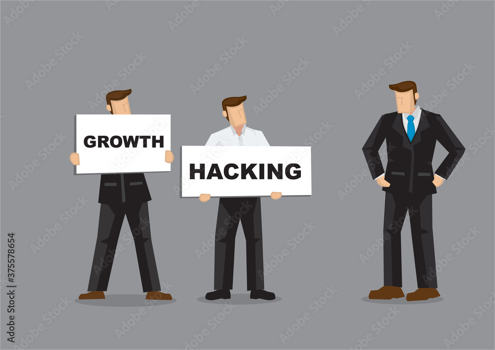 Concept illustration of a company staffs showing the boss the future direction of the company Concept illustration of a company staffs showing the boss the future direction of the company