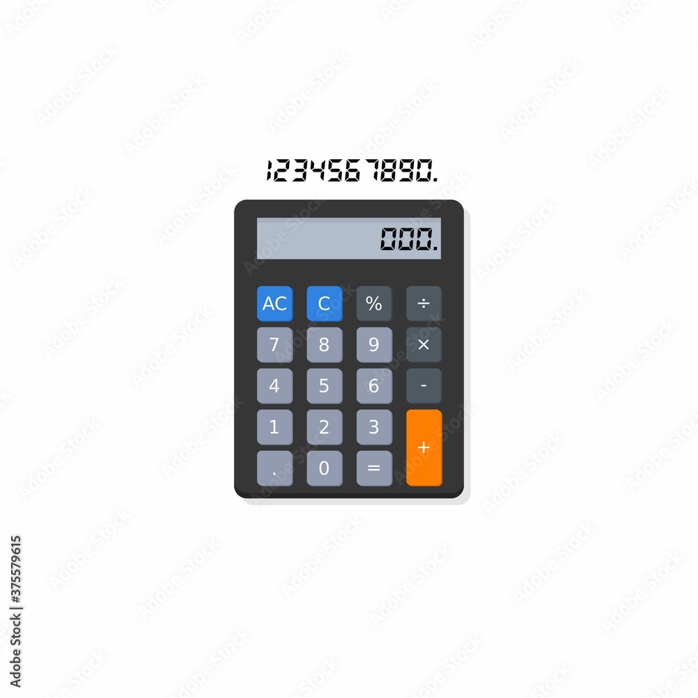 Calculator and Digital number Shadow icon vector isolated. Calculator and Digital number Shadow icon vector isolated.
