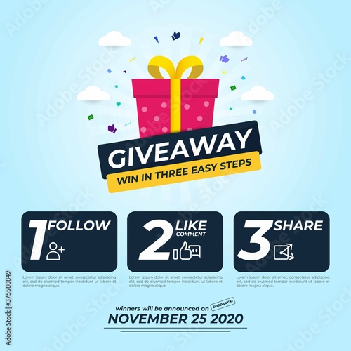Giveaway For Social Media Post With 3 Steps To Win photo