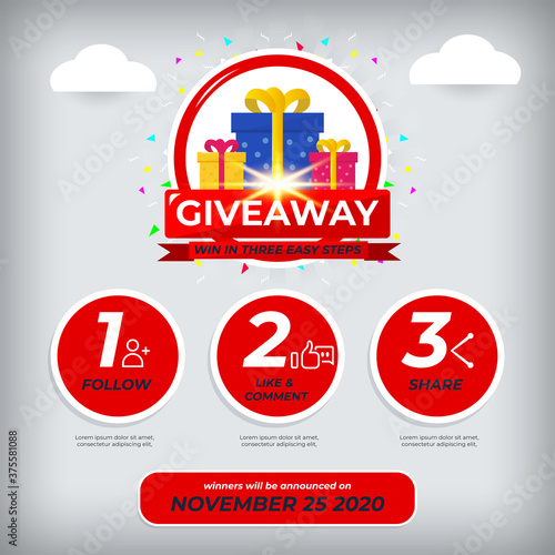 Giveaway For Social Media Post With 3 Steps To Win