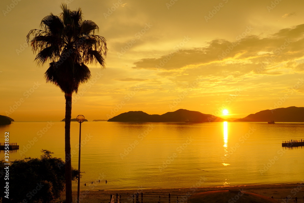 笠戸島の夕陽の風景