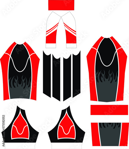 Short Sleeve Cycling Jersey Design Adjust in Pattern vectors