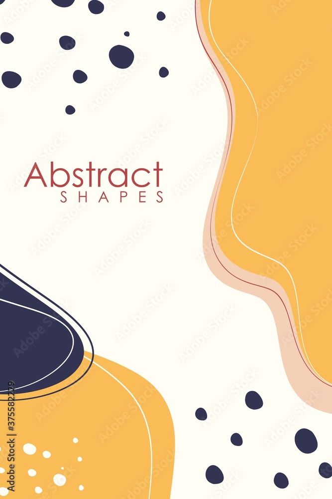 Naklejka premium Fashion stylish templates with organic abstract shapes and line in nude pastel colors. Neutral beige, terracotta background in boho style. Burnt orange contemporary collage. Vector Illustration