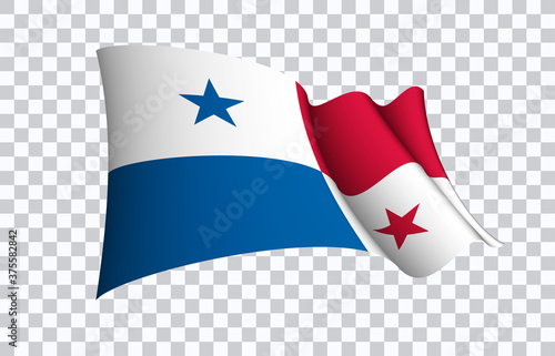 Panama flag state symbol isolated on background national banner. Greeting card National Independence Day of the Republic of Panama. Illustration banner with realistic state flag.