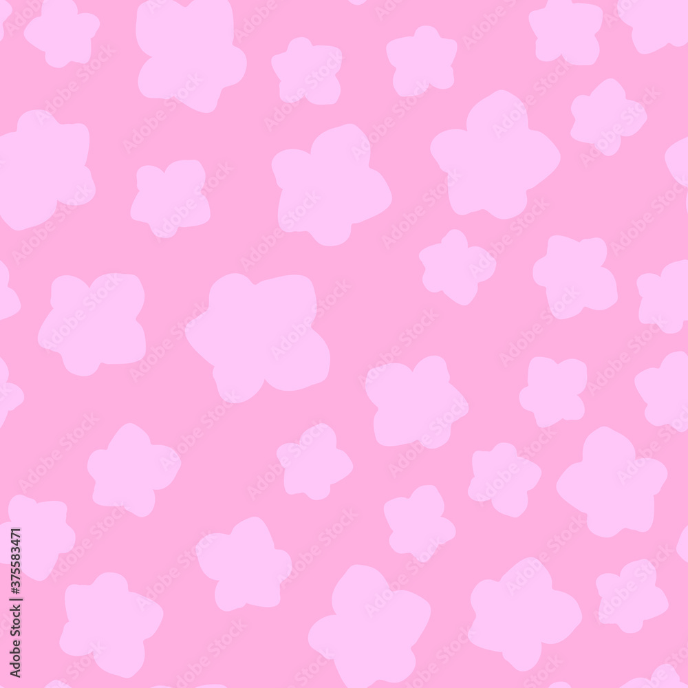 Seamless floral pattern with cute cartoon color flowers, doodle vector drawing