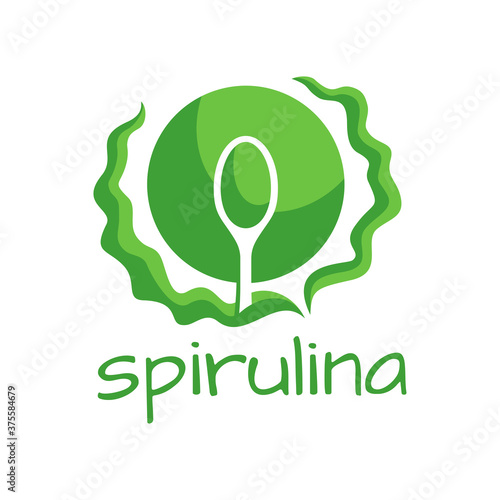 Spirulina icon - useful ingredient taken from seaweed - emblem of dieting vegetarian food component 