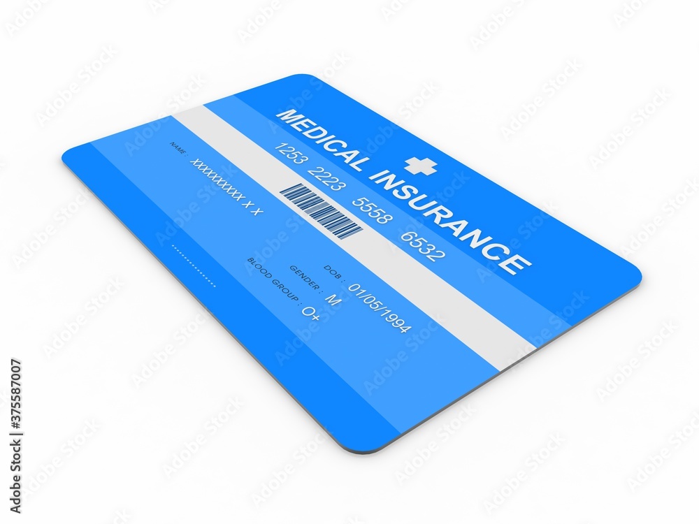3D rendering medical insurance card 3D rendering medical insurance card