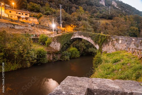 old ancient bridge in asturias spain
