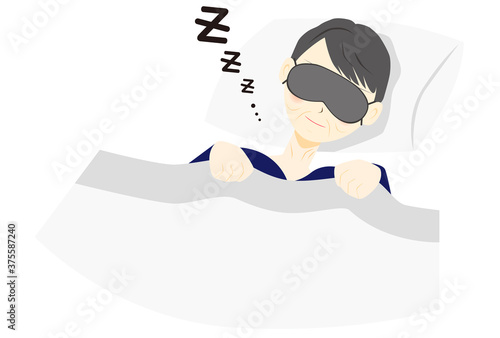 アイマスク　睡眠をとる　ミドル　女性