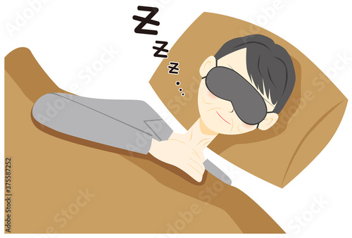 アイマスク　睡眠をとる　ミドル　女性