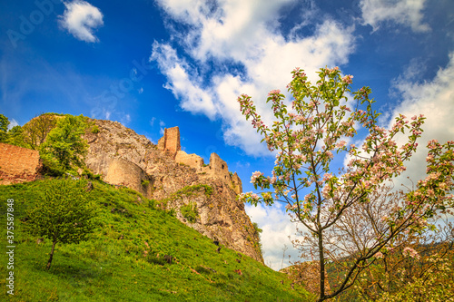 Medieval castle Lednica on a spring sunny day, Slovakia, Europe.