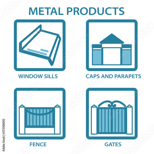 Metal products for the home. Icons set
