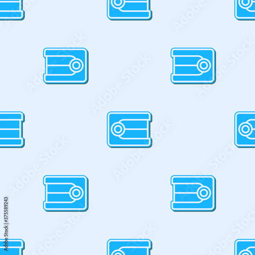 Blue line Dentures model icon isolated seamless pattern on grey background. Dental concept. Vector.