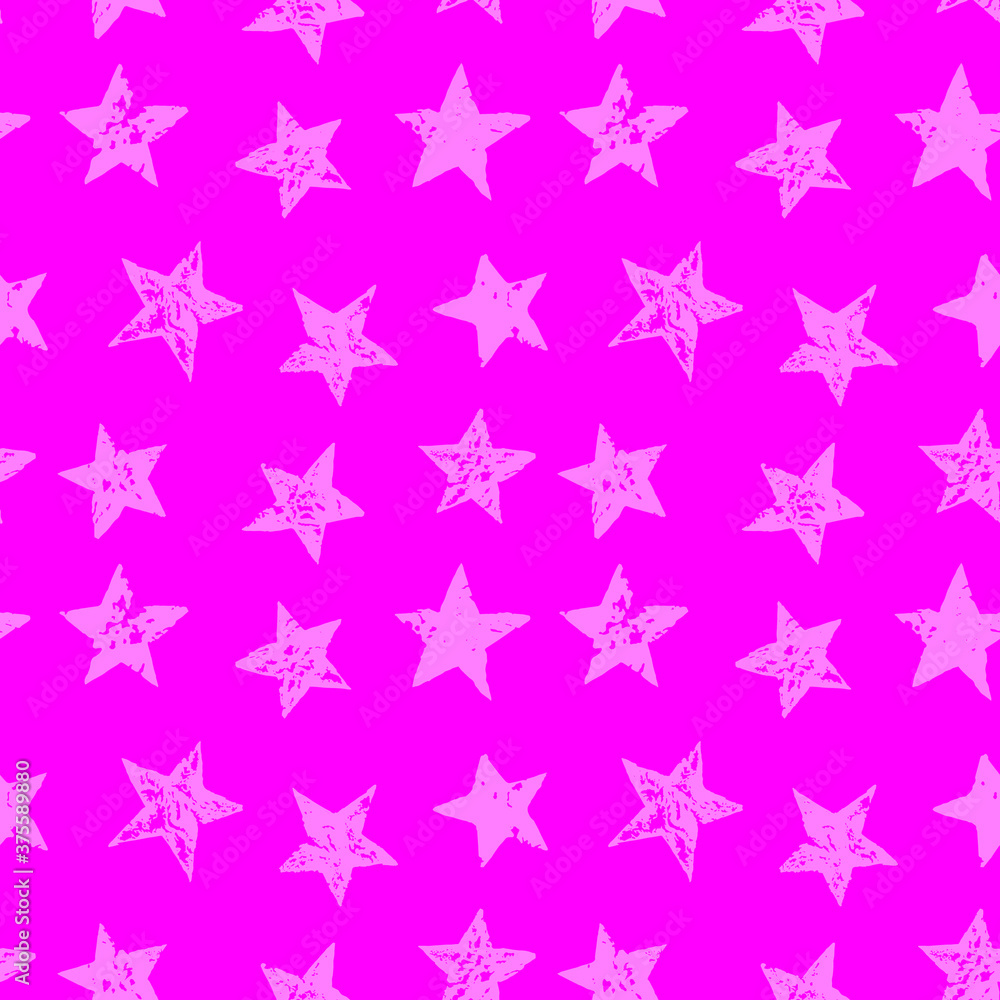 Seamless pattern with stars in magenta for fabric, paper, scrapbooking, wrapping. Stars drawn in the style of a sketch by pen. Seamless pattern with stars in magenta for fabric, paper, scrapbooking, wrapping. Stars drawn in the style of a sketch by pen.