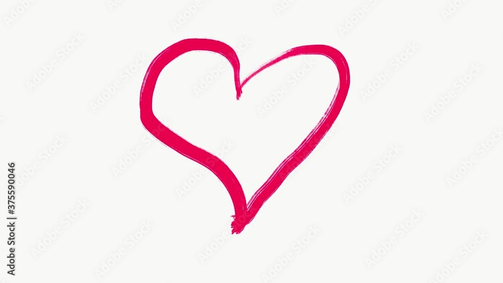Hand drawn looping animation of pink romantic heart. Hand drawn looping animation of pink romantic heart.