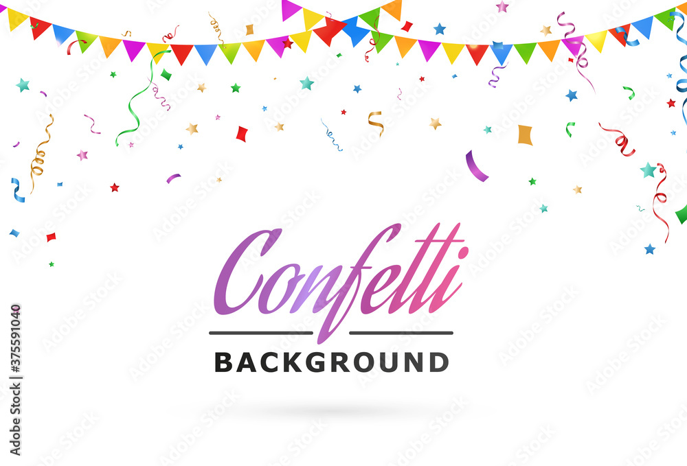 Vector illustration of falling confetti on a transparent background.	
