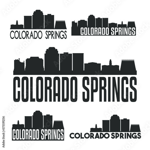Colorado Springs Flat Icon Skyline Vector Silhouette Design Set Logo.