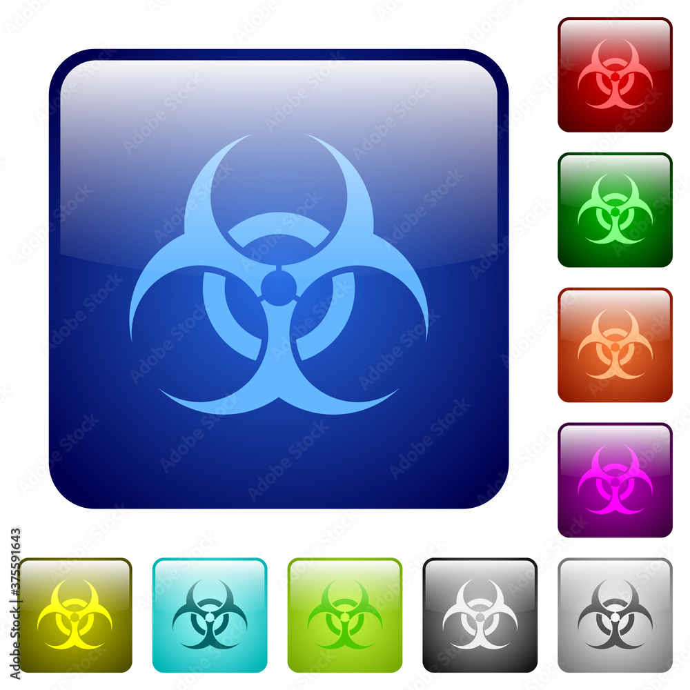 Biohazard sign color square buttons Biohazard sign color square buttons