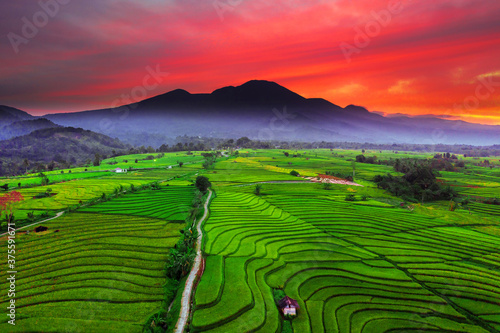 Landscape view beauty morning indonesia, sunset in the mountains