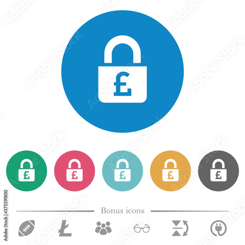 Locked Pounds flat round icons