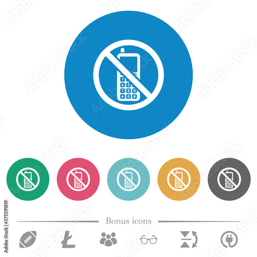 Cellphone not allowed flat round icons