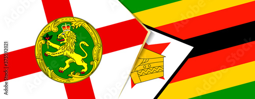 Alderney and Zimbabwe flags, two vector flags.