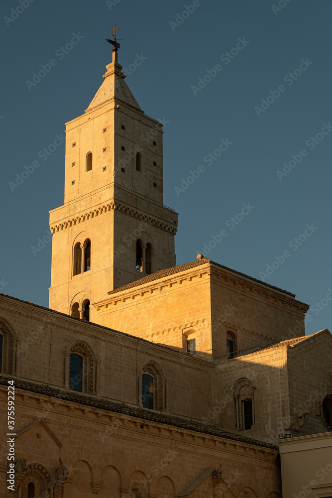 Fototapeta premium Cathedral of Matera, Italy at sunset 