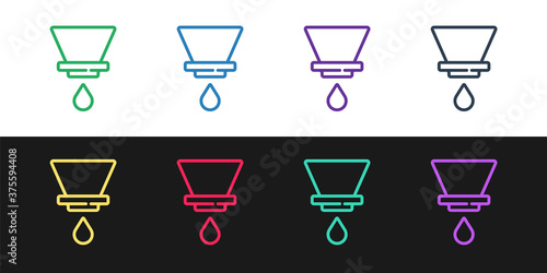 Set line V60 coffee maker icon isolated on black and white background. Vector.