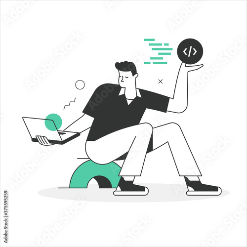 Coding Concept Line Illustration