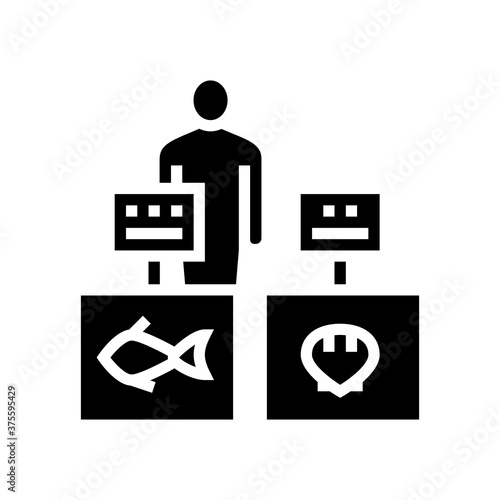 tuna market seller glyph icon vector. tuna market seller sign. isolated contour symbol black illustration