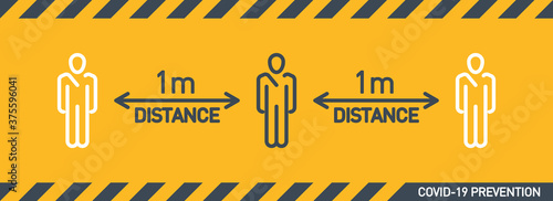 Social distancing outline icon, keep distance in public society people to protect from COVID19 coronavirus outbreak spreading concept banner, Infographic design distance away line icon in the meeting