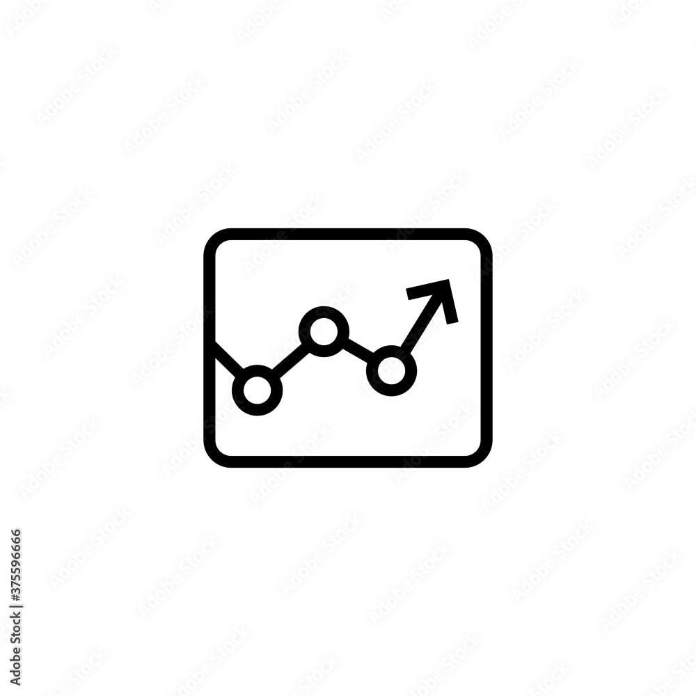 Line chart Icon in black line style icon, style isolated on white background Line chart Icon in black line style icon, style isolated on white background